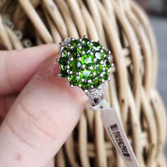 Green chrome diopside cluster ring - Picture 10 of 10